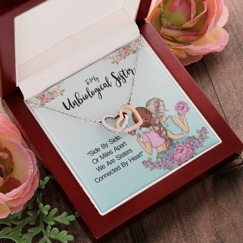 Unbiological Sister- Soul Sisters Necklace Bff Necklace Best Friend Gift Jewelry Interlocking Hearts Necklace