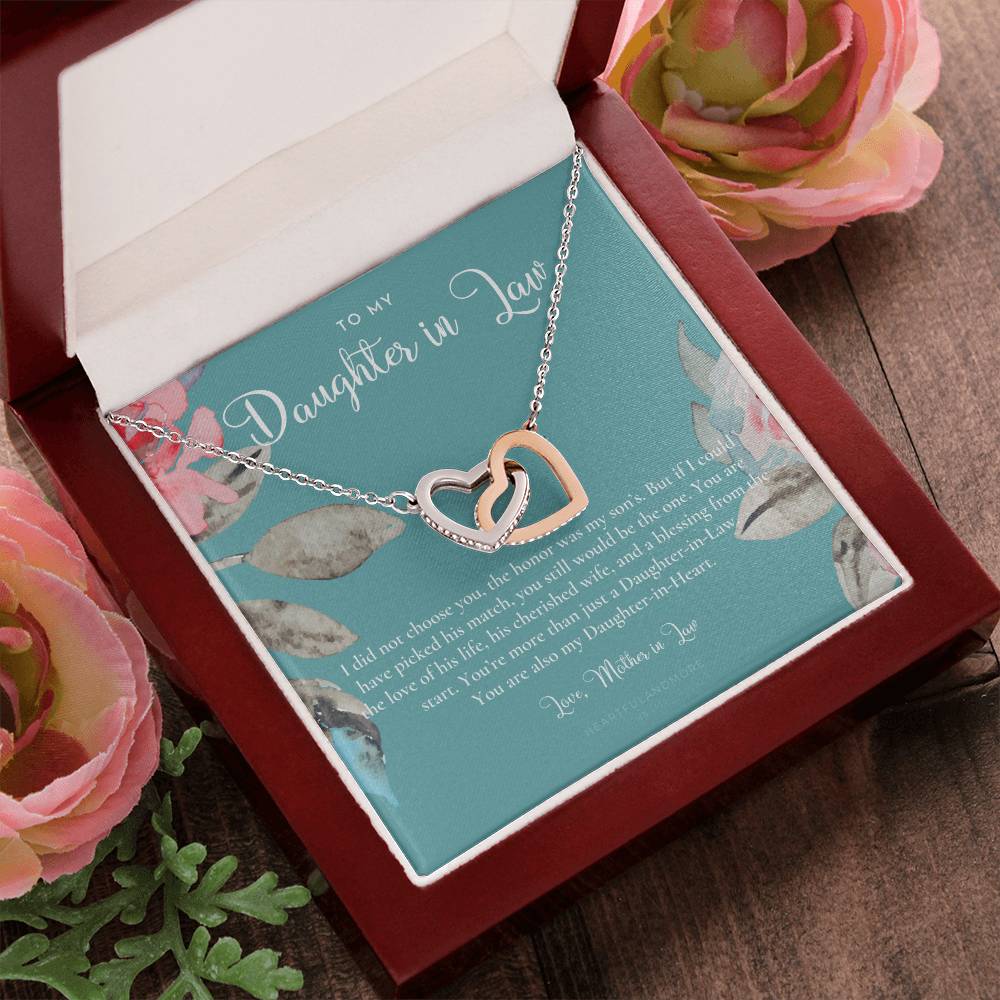 Daughter-In-Law Gift Necklace Wedding Gift Jewelry From Mother-In Law Gift For Bride Daughter-In-Heart Interlocking Hearts Necklace