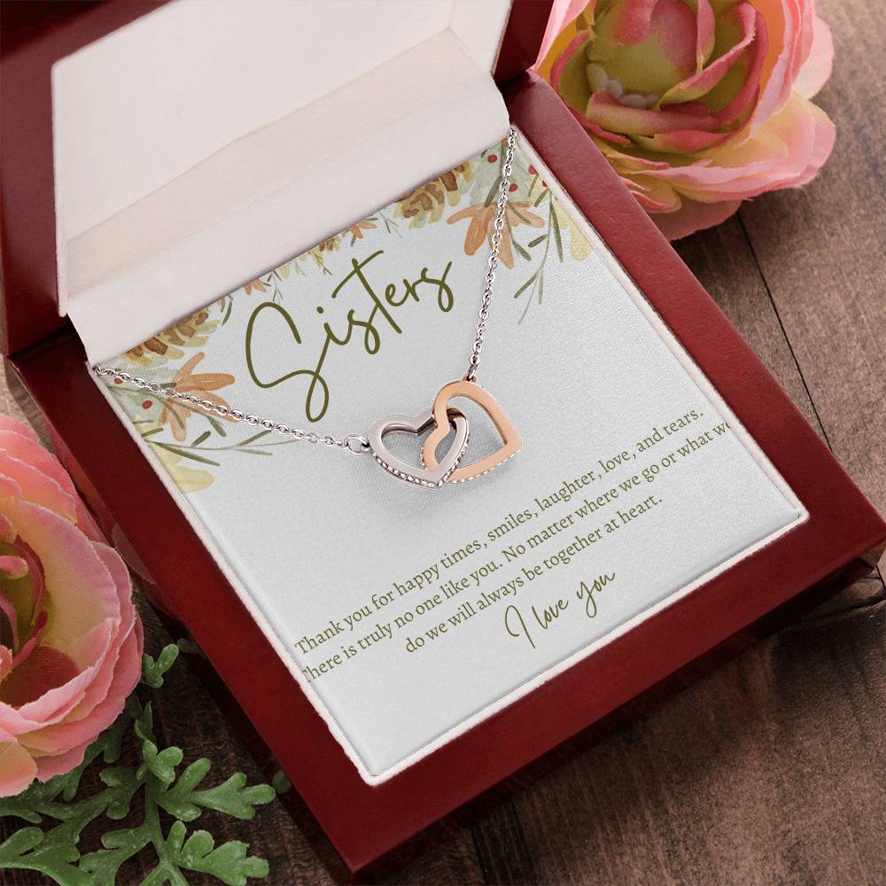 Sisters Necklace Gift For Sister Birthday Gift Sister Jewelry Big Sister Jewelry Little Sister Thoughtful Gift Message Card Interlocking Hearts Necklace