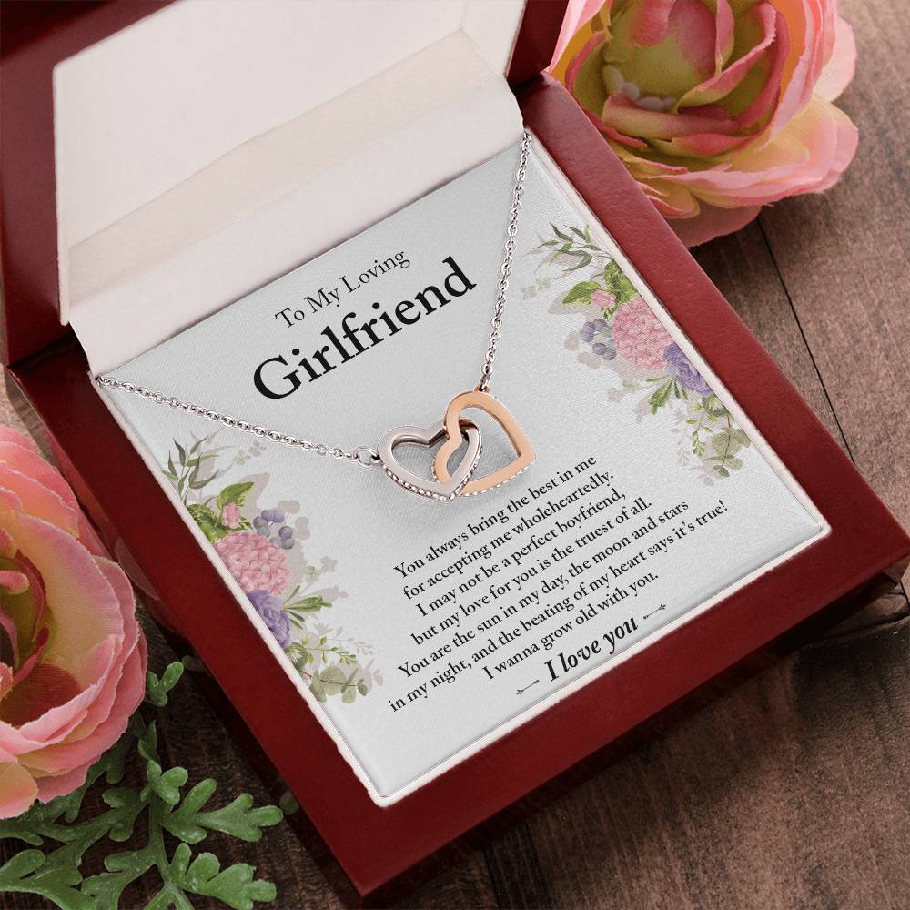 To My Loving Girlfriend - Interlocking Heart Pendant Necklace Interlocking Hearts Necklace