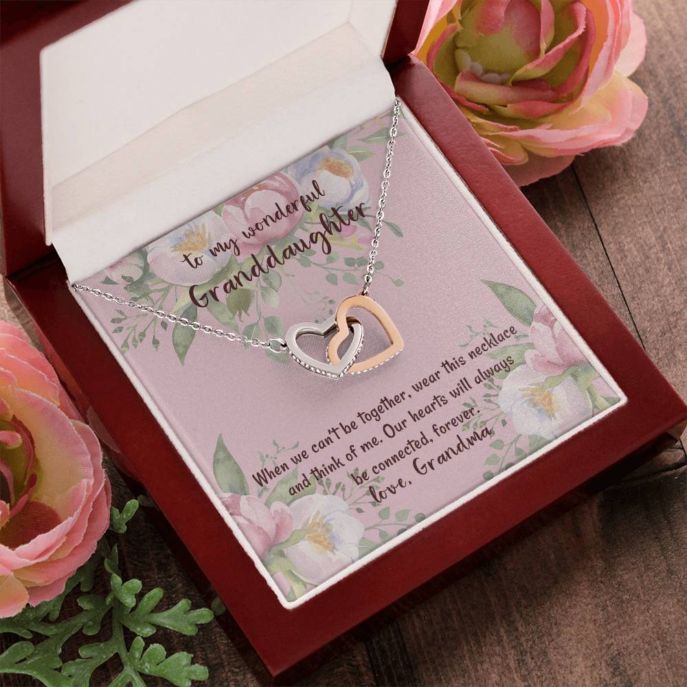 To My Wonderful Granddaughter Our Hearts Will Always Be Connected Love Grandma Interlocking Hearts Necklace