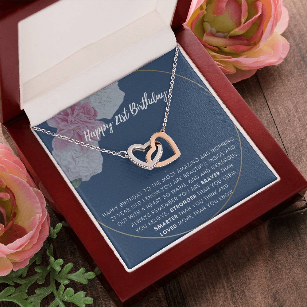 21St Birthday Gift Rose Gold And White Gold Interlocking Hearts Interlocking Hearts Necklace