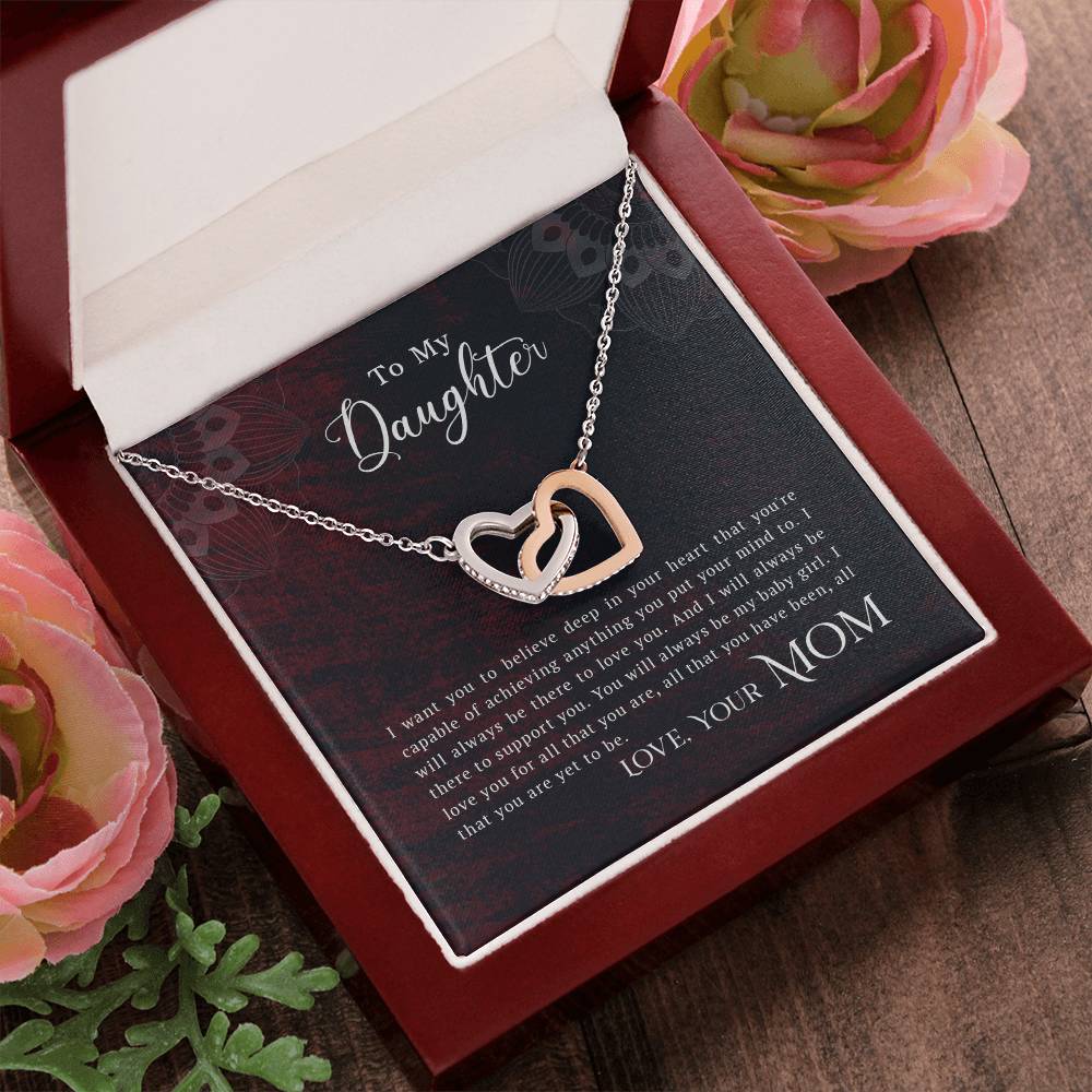 Collection Daughter - You Are Capable Of Achieving Anything Interlocking Hearts Necklace