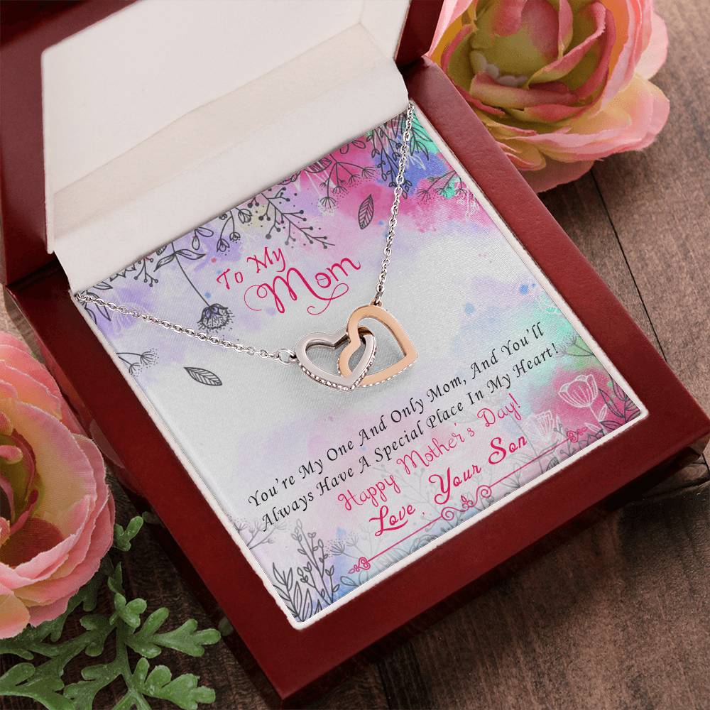 To My Beautiful Mom Necklace Mothersday Gift From Daughter Mom Gift From Son Mom Necklace Mom Birthday Gift Mother'S Day Necklace Interlocking Hearts Necklace