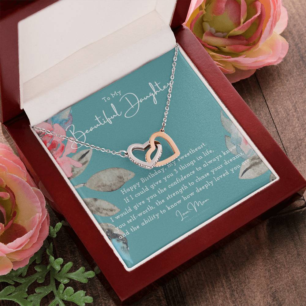 To My Daughter Daughter Necklace Anniversary Gift For Daughter Daughter Gift Gift For Daughter Birthday Gift Daughter Birthday Necklace Gift With Message Card Interlocking Hearts Necklace