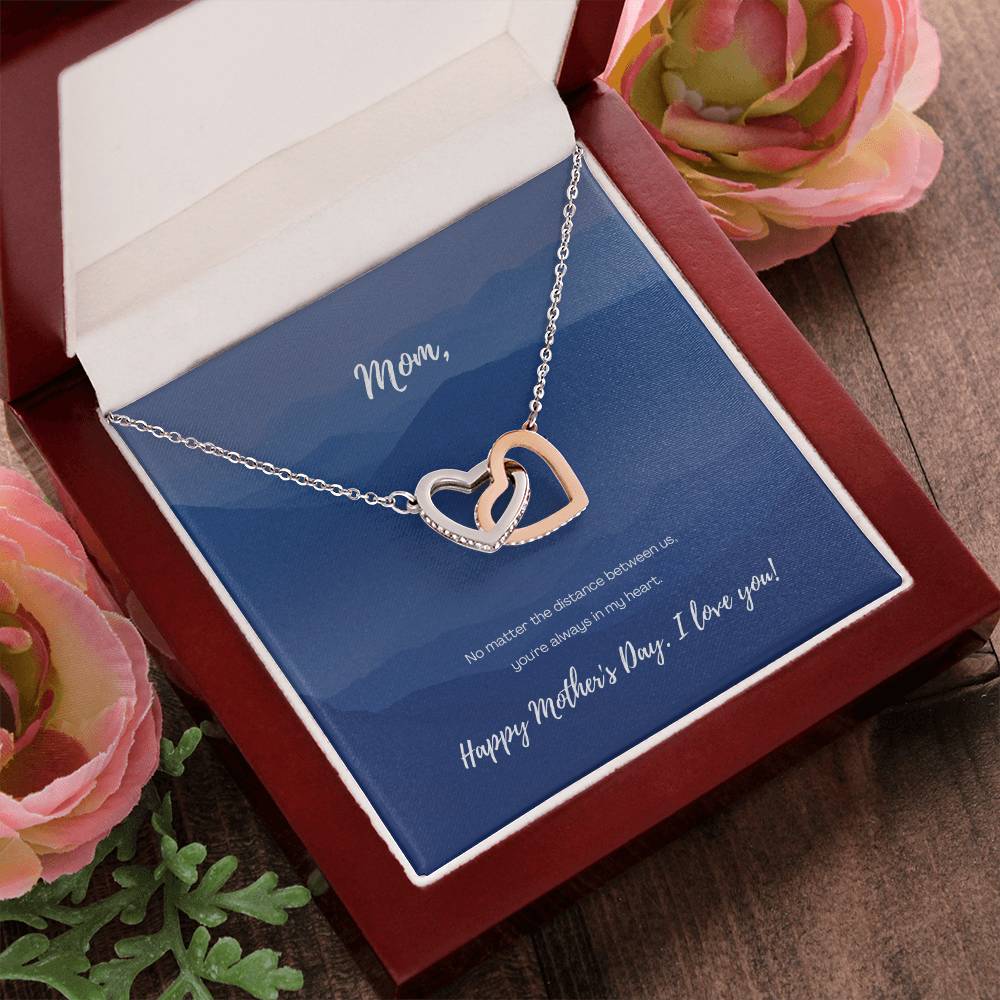 No Matter The Distance - Mother'S Day Two Hearts Necklace Interlocking Hearts Necklace