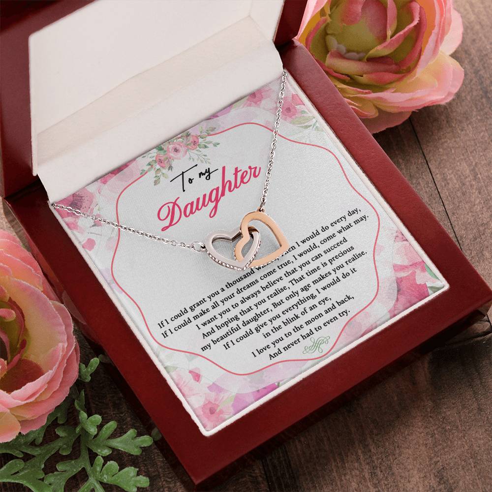 To My Daughter Necklace Wishes For My Daughter Poem Interlocking Hearts Necklace
