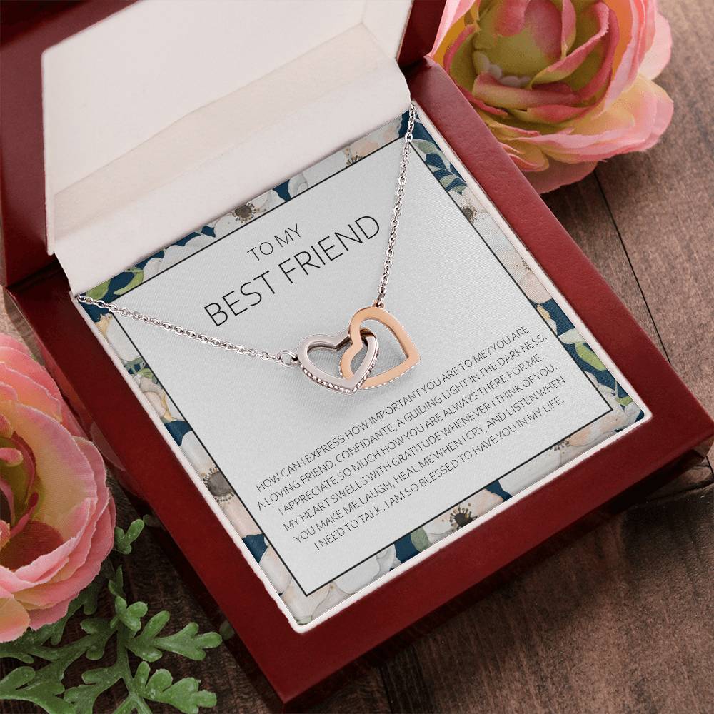 Best Friend Necklace - Bff Gift Jewelry Friends Forever Presents Heartfelt Card & Jewelry Gift For Birthday Holidays And More Interlocking Hearts Necklace
