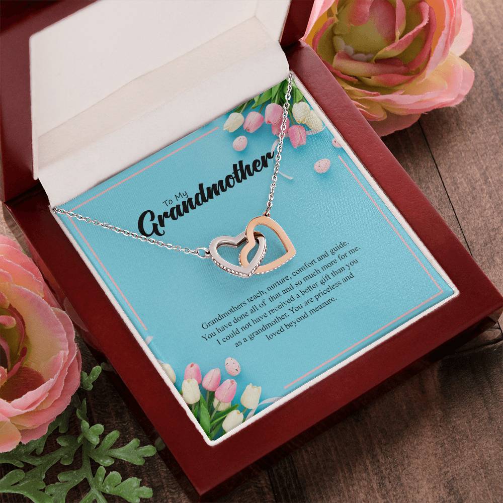 To My Grandmother- You Are Priceless Interlocking Necklace Interlocking Hearts Necklace