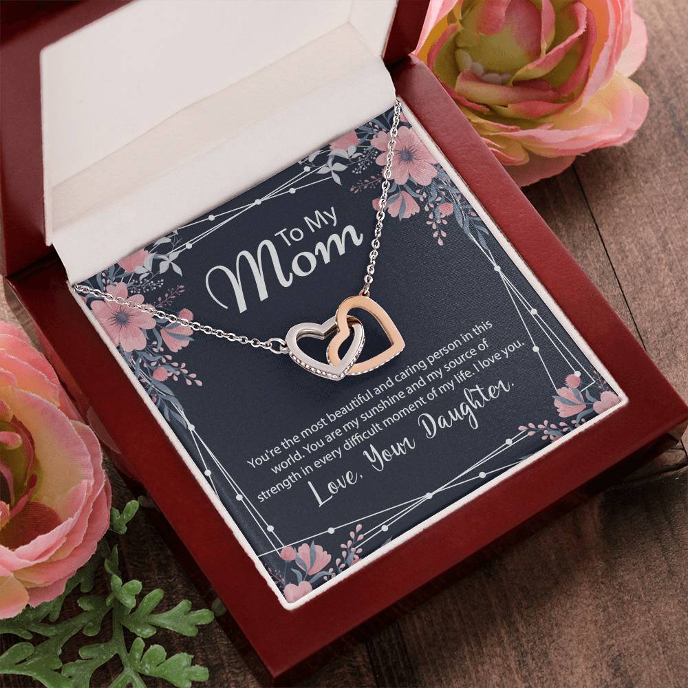Beautiful Gift For Mom From Daughter Interlocking Hearts Necklace
