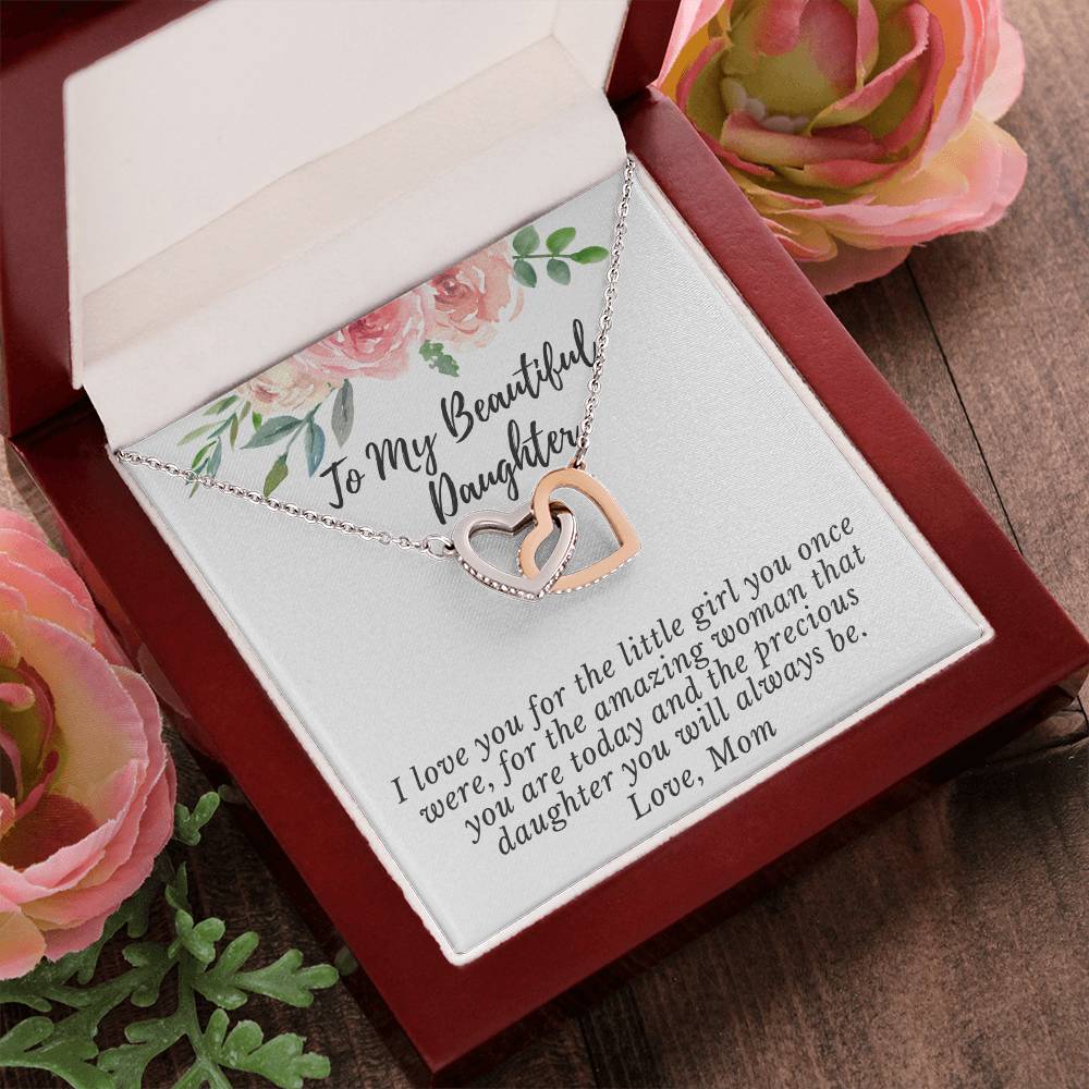 I Love You For The Precious Daughter You Will Always Be Necklace Interlocking Hearts Necklace