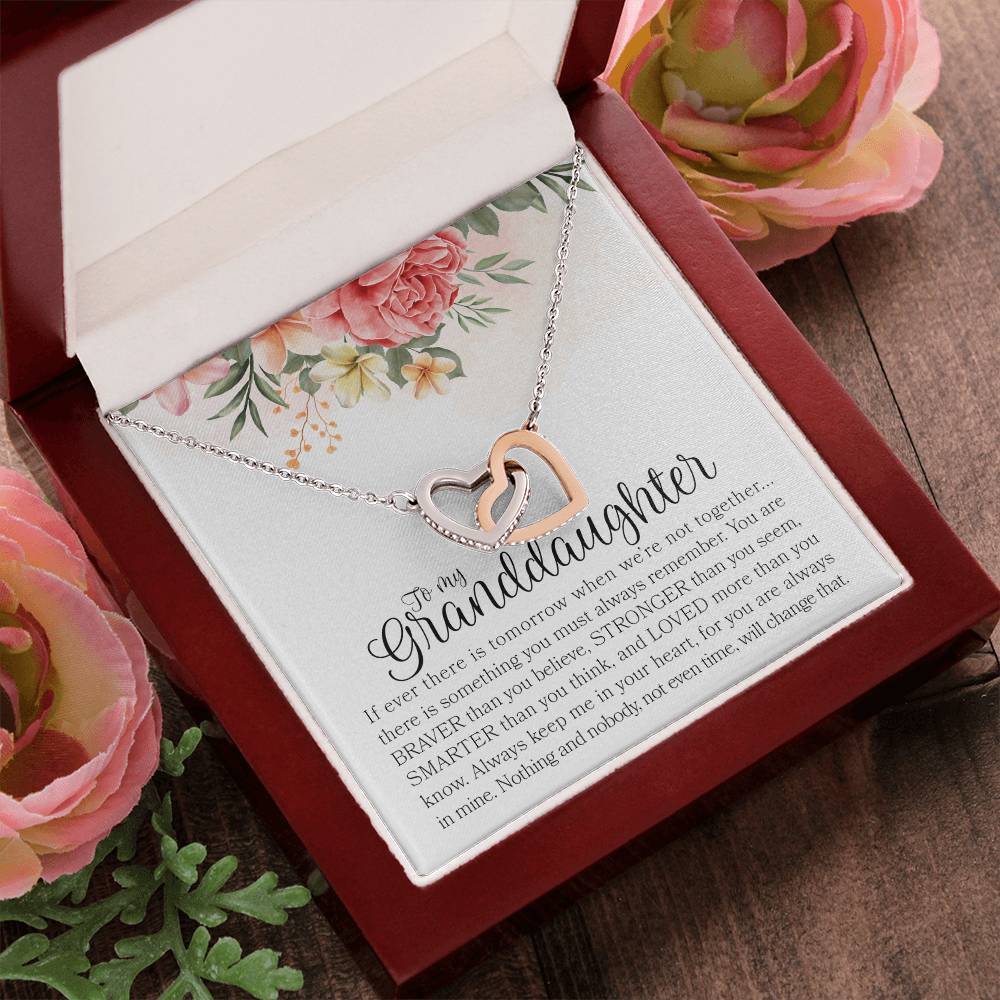 Gift For Granddaughter - To My Beautiful Granddaughter - Double Hearts Necklace - I Love You Interlocking Hearts Necklace