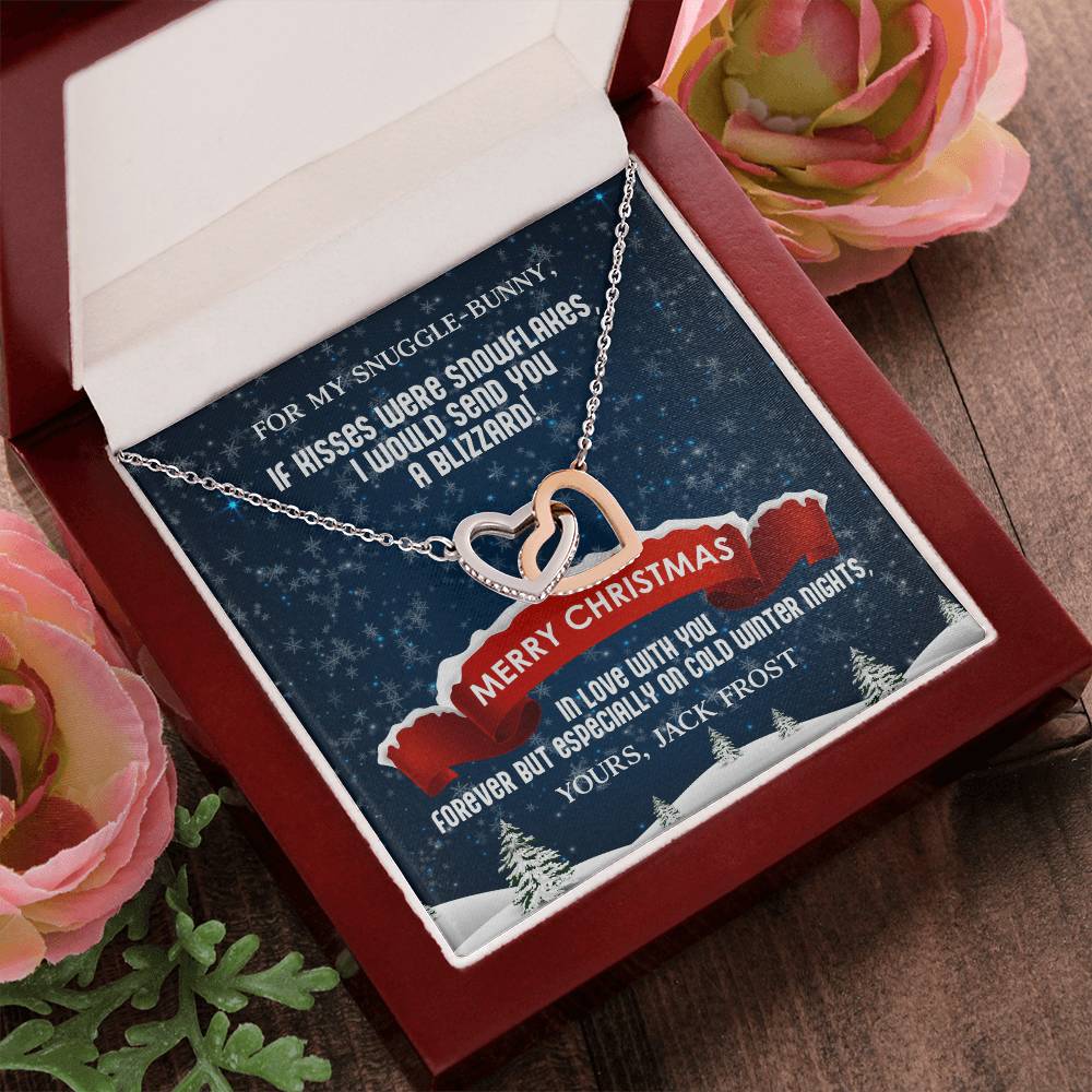 Husband To Wife - If Kisses Were Snowflakes - Customizable Christmas Gift Interlocking Hearts Necklace