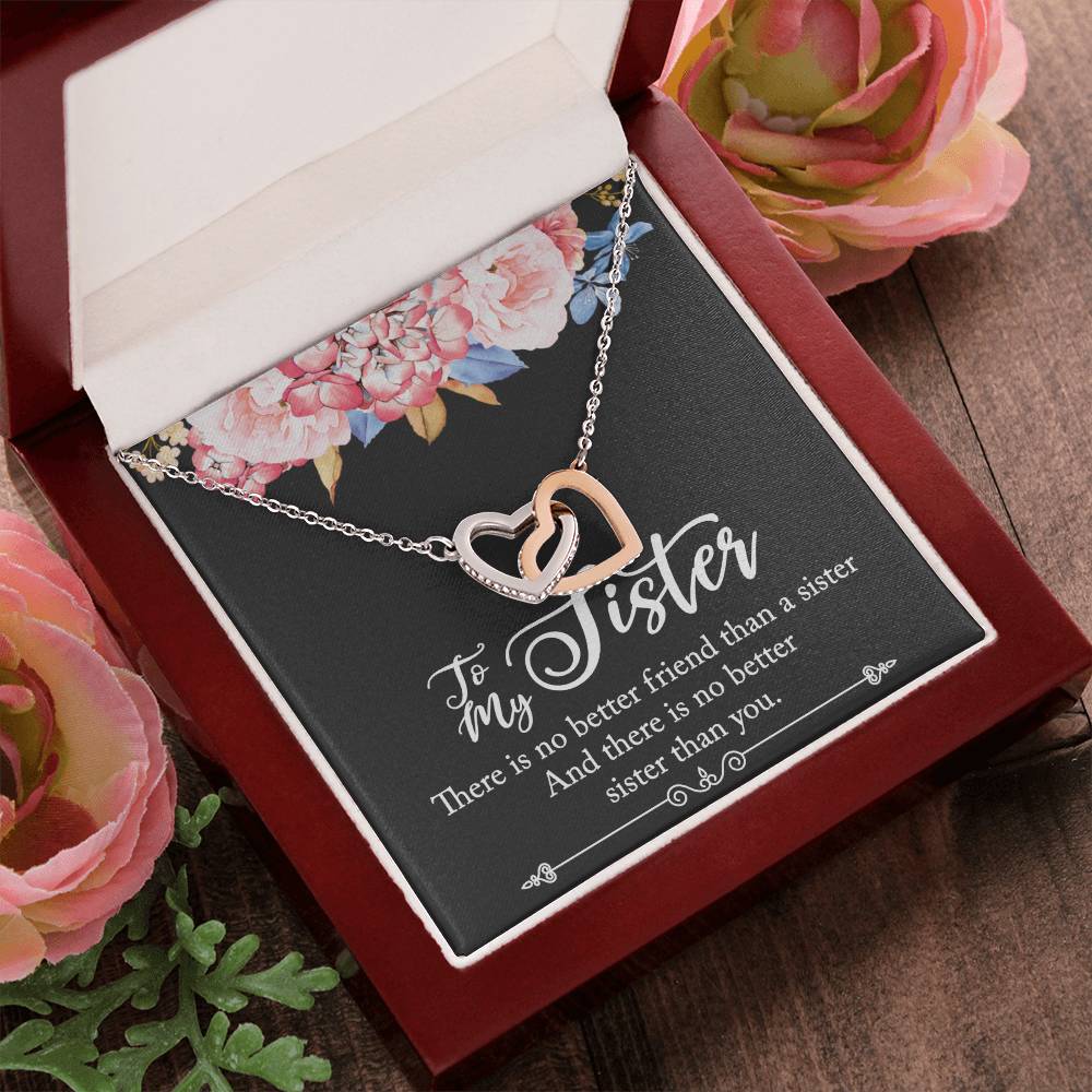 To My Sister Necklace Interlocking Hearts Necklace