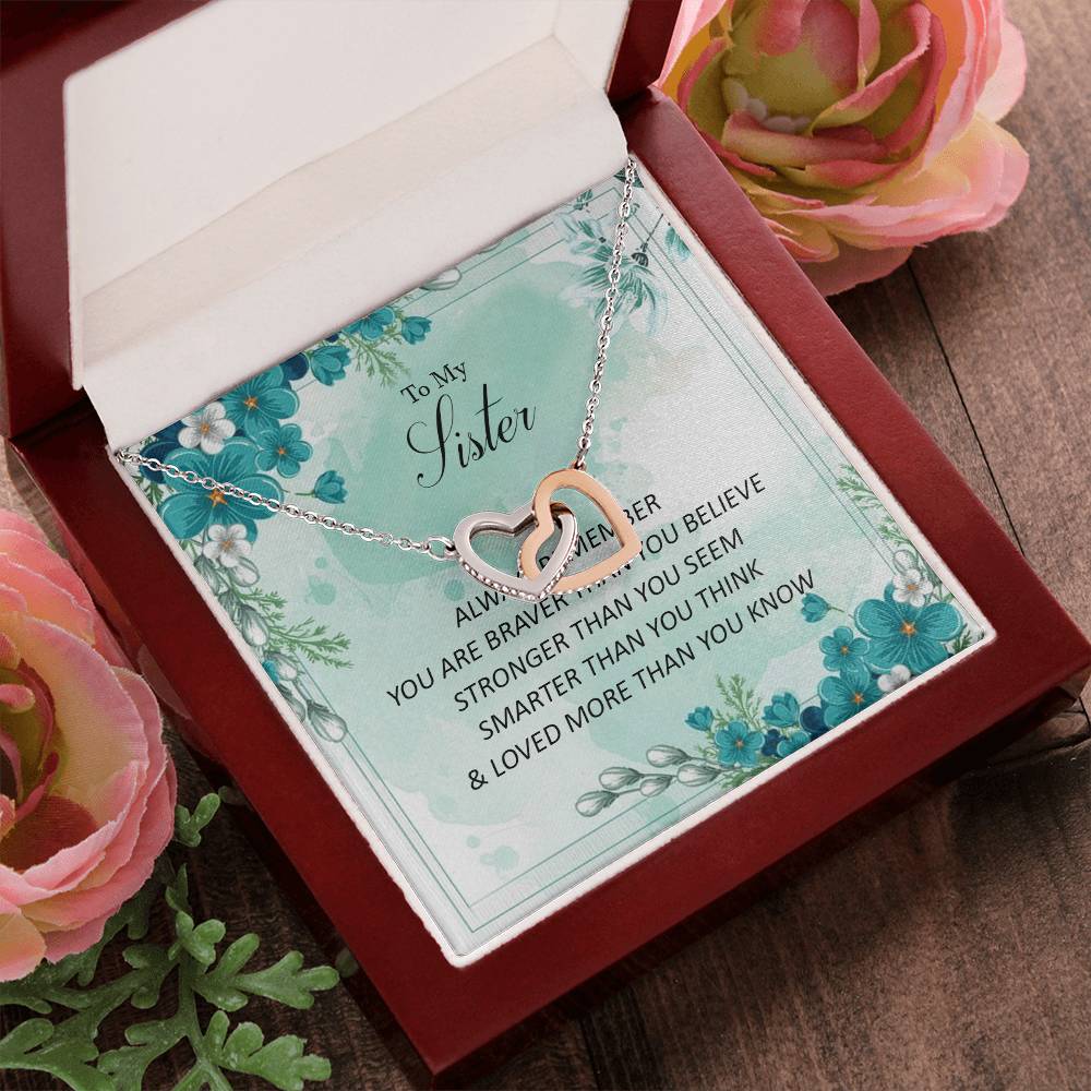 To My Sister - Loved More Than You Know Interlocking Hearts Necklace