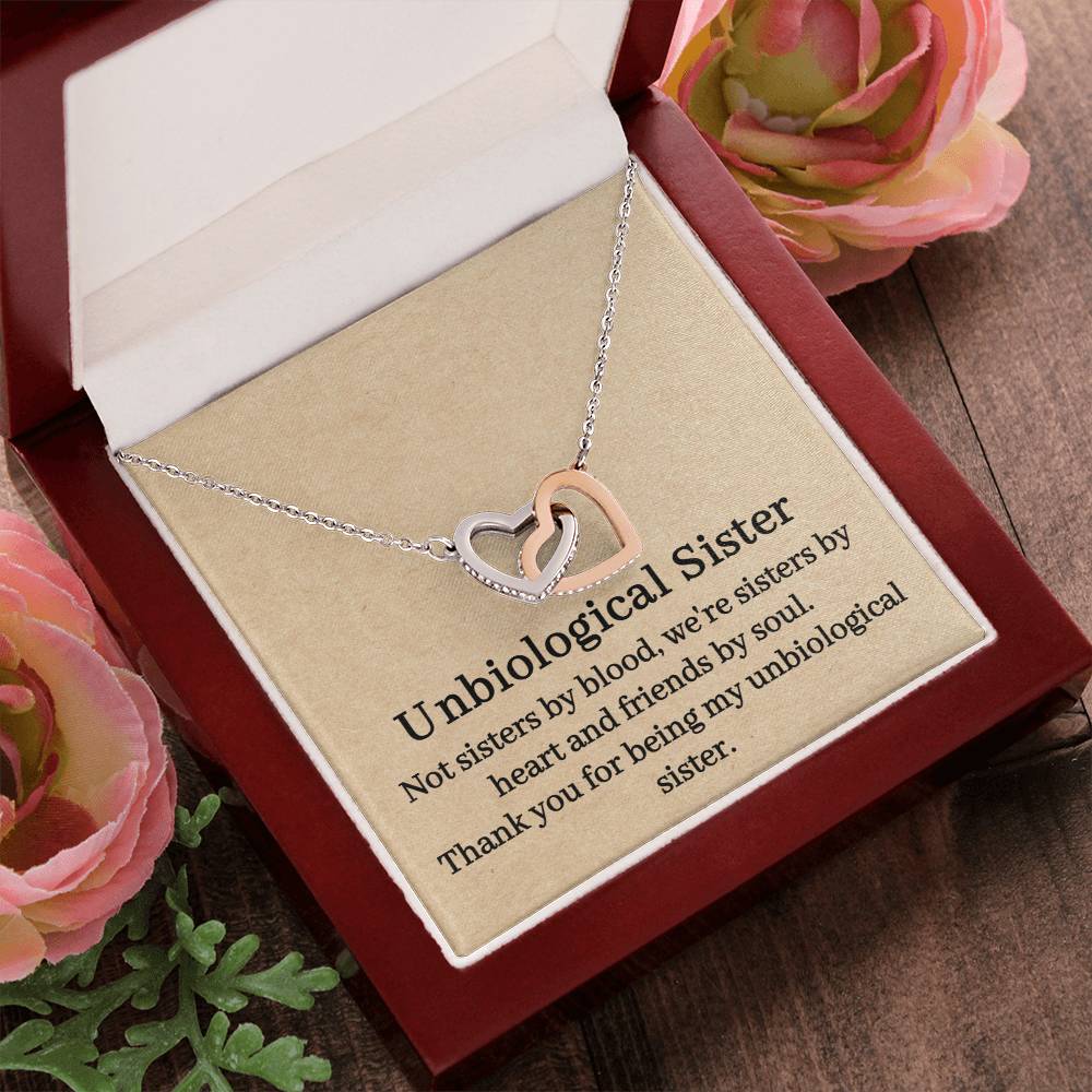 Unbiological Sister Interlocking Hearts Necklace