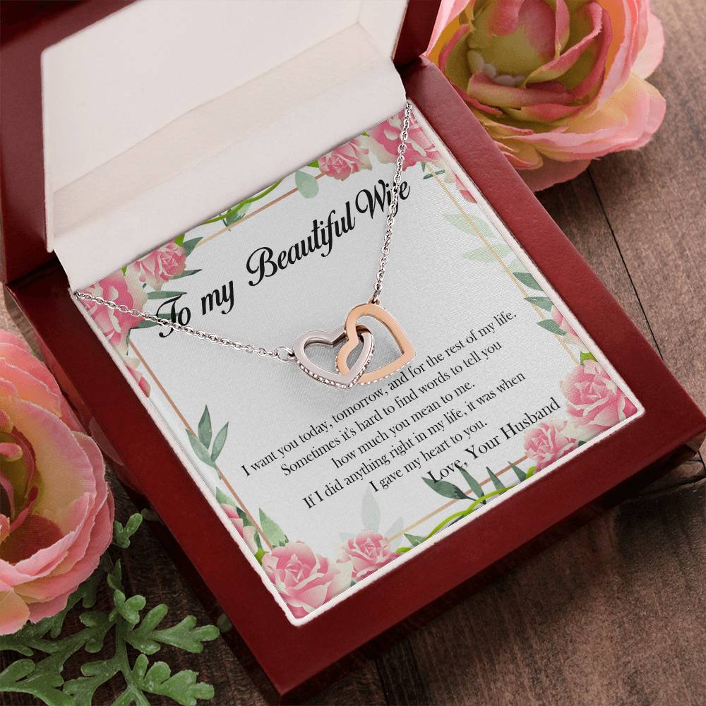 To My Beautiful Wife Interlocking Hearts Necklace