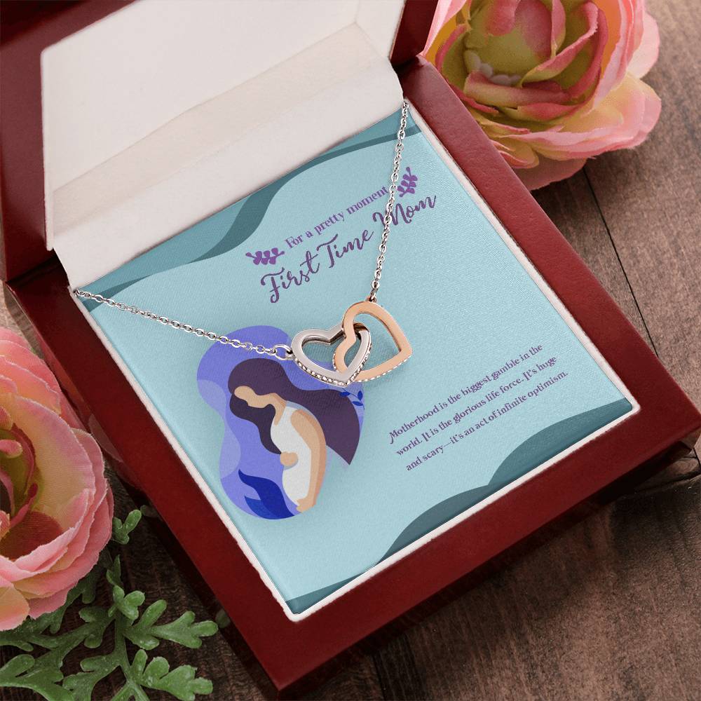 To My Mom The First Time Mommy Mother'S Day Mommy To Be Gift Pregnant Necklace Interlocking Hearts Necklace
