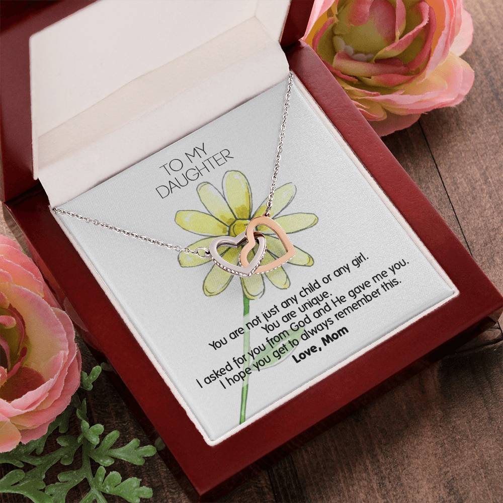 God Gave Me You My Daughter - Unique Gift Necklace Interlocking Hearts Necklace