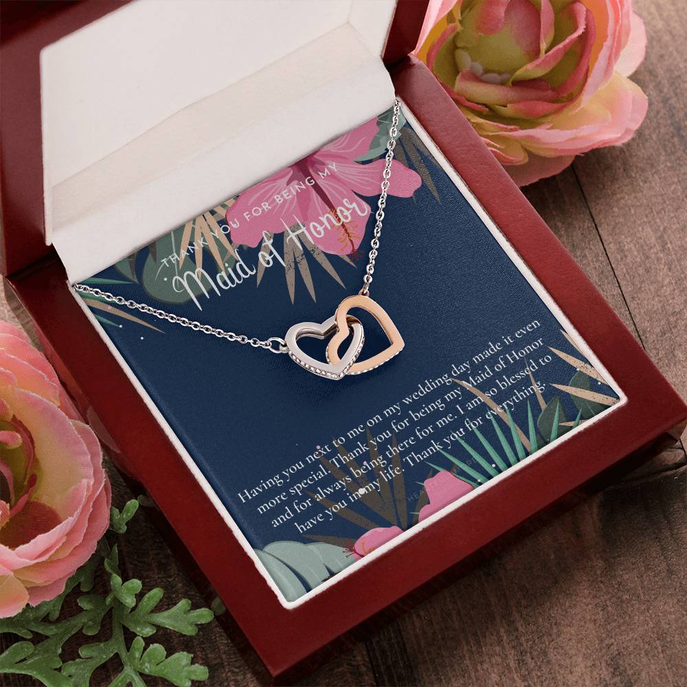 Maid Of Honor Thank You Gift From Bride Bridesmaid Gift Maid Of Honor Gift Necklace Matron Of Honor Gift Thank You Gift From Bride Interlocking Hearts Necklace