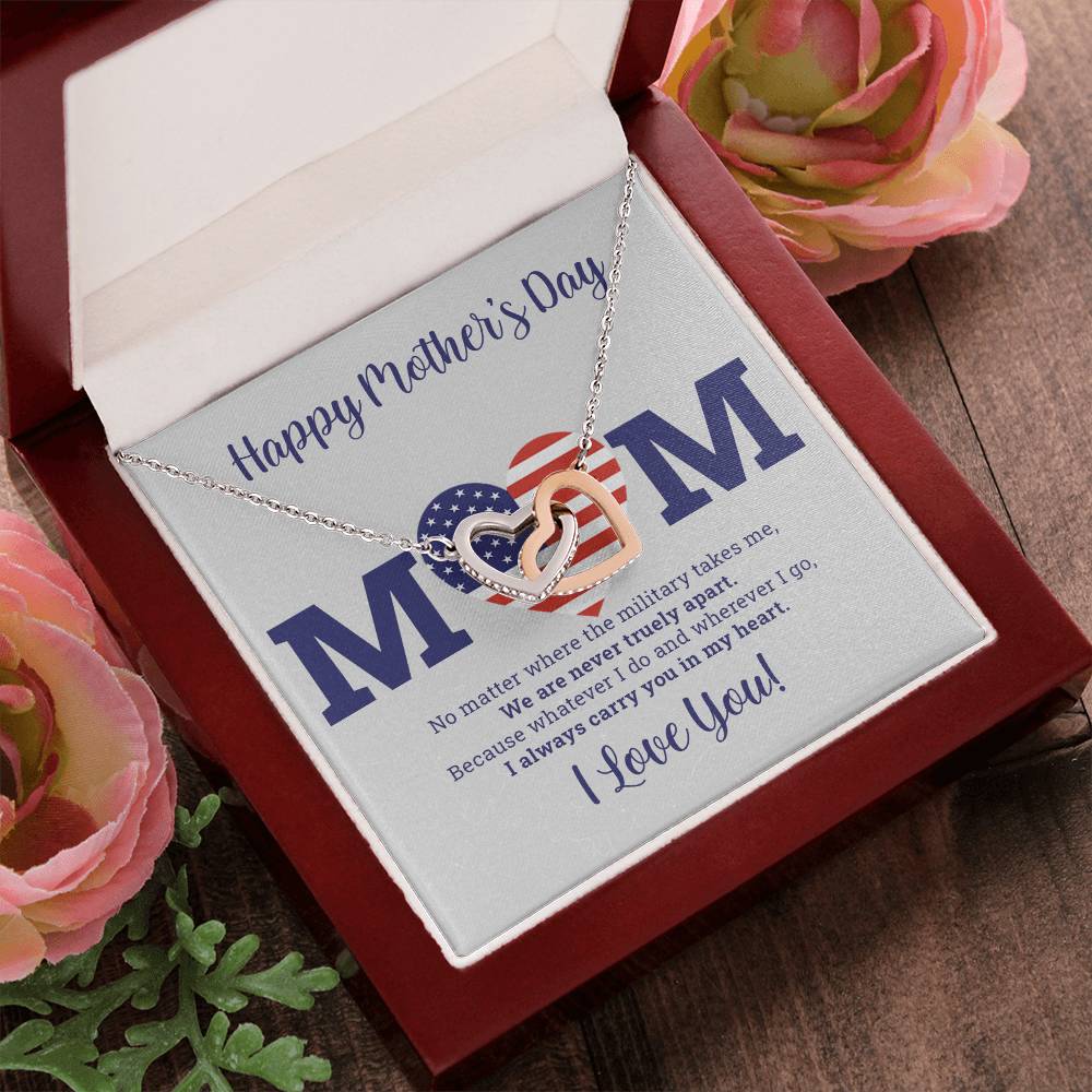 To My Mom - I Love You Message - Tmm03 Interlocking Hearts Necklace