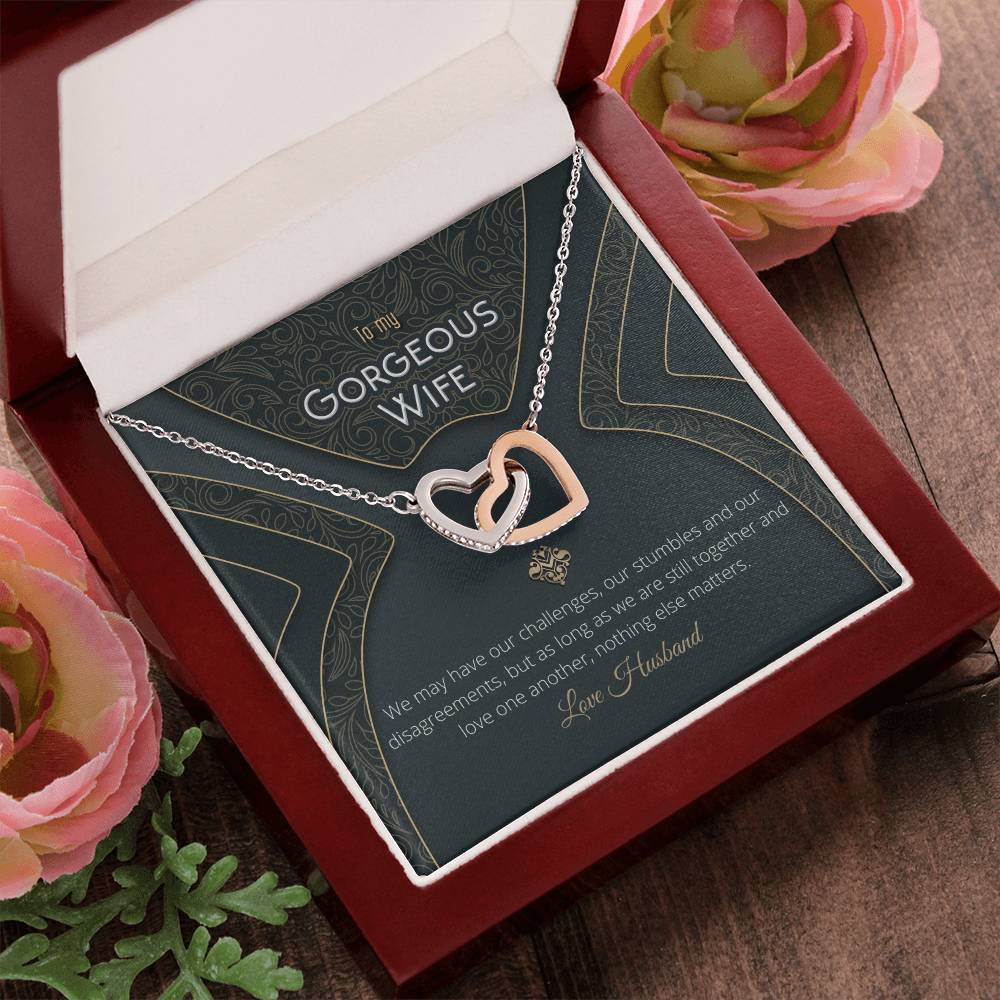 Unique & Romantic Husband To Wife Gift Necklace Interlocking Hearts Necklace