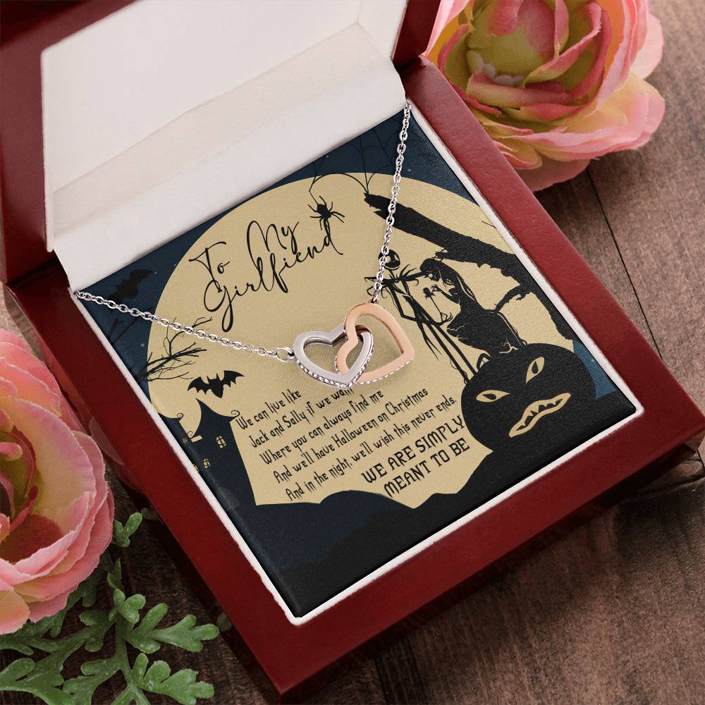 To My Girlfriend Necklace Halloween Gift Interlocking Hearts Necklace