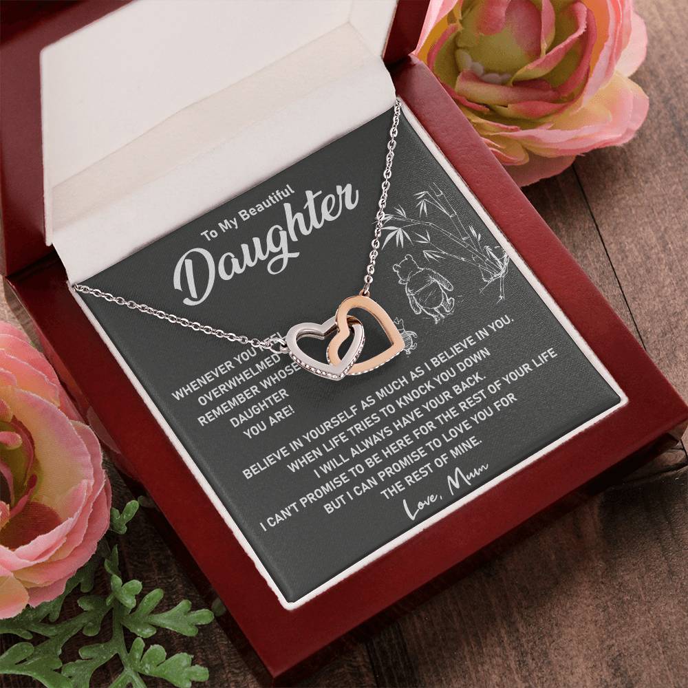 To My Daughter - I Will Love You For The Rest Of Mine - Necklace Interlocking Hearts Necklace