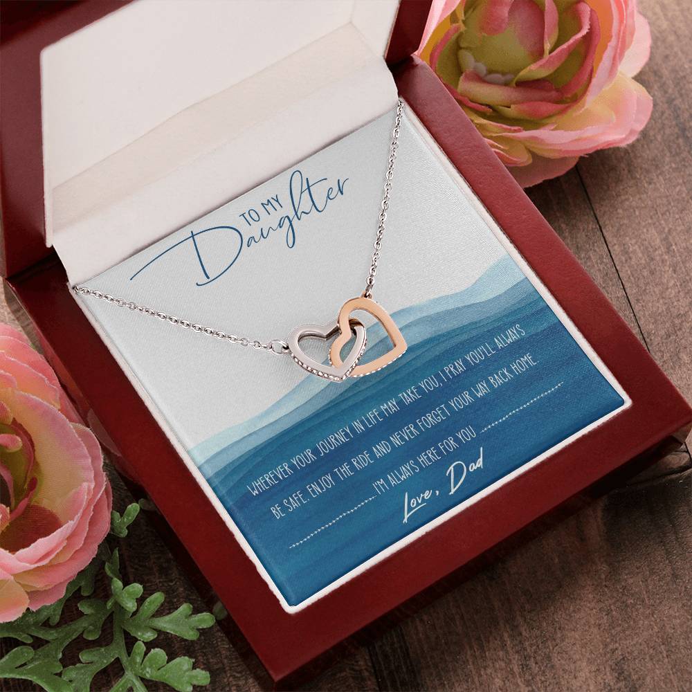 To My Daughter Interlocking Hearts Necklace Message Card