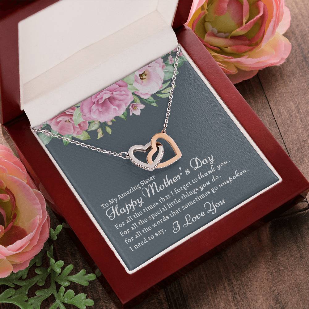 To My Amazing Sister Necklace Interlocking Hearts Necklace