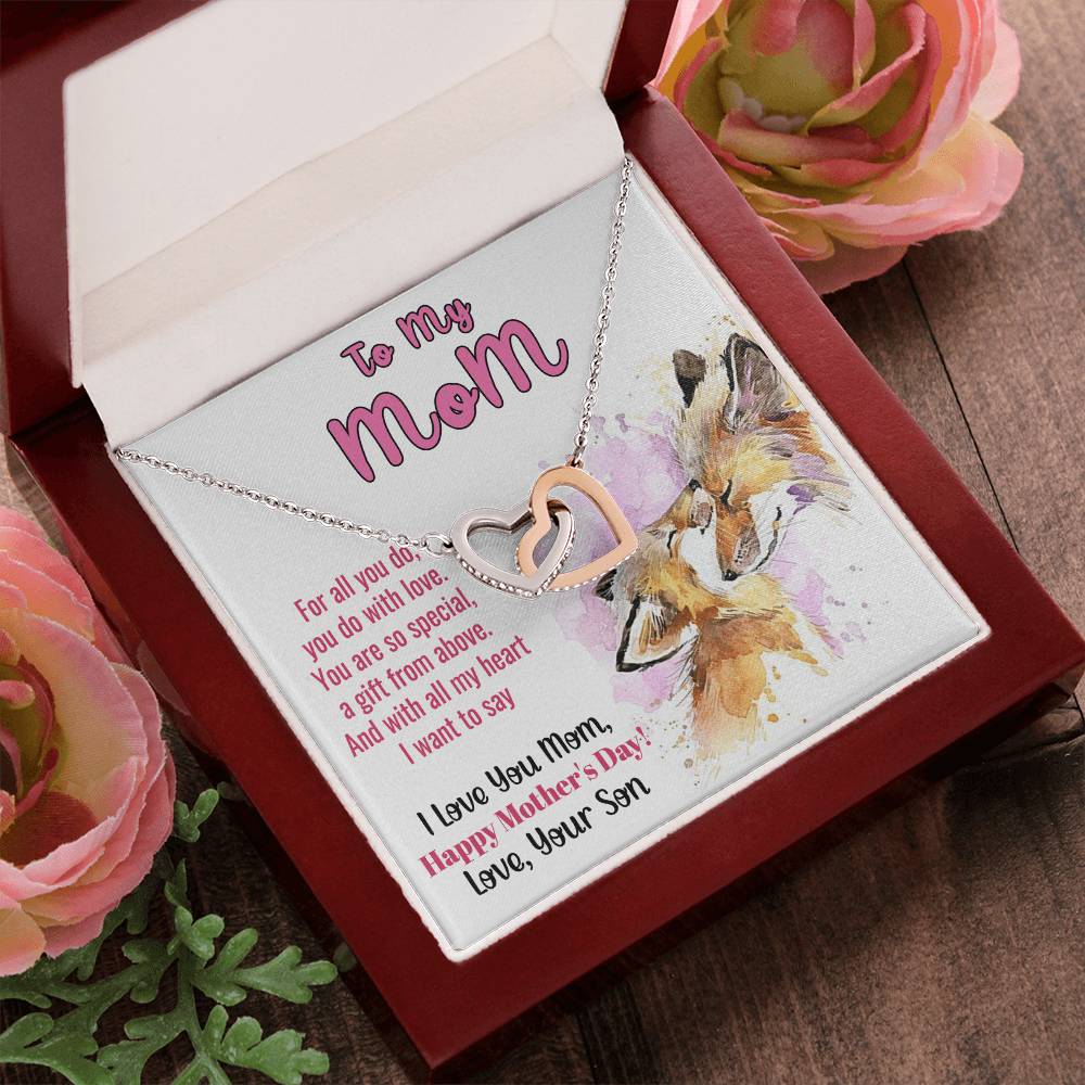 To My Mom Mother'S Day Gift Linked Hearts Necklace From Son Interlocking Hearts Necklace