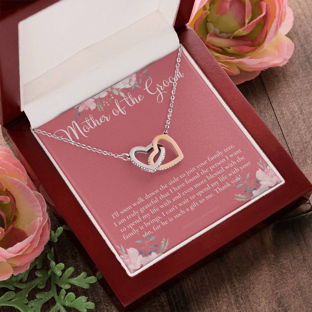 Mother Of The Groom Gift Necklace Wedding Gift Bridal Party Rehearsal Dinner Man Of My Dreams Parent Of Groom Mother In Law Gift Interlocking Hearts Necklace