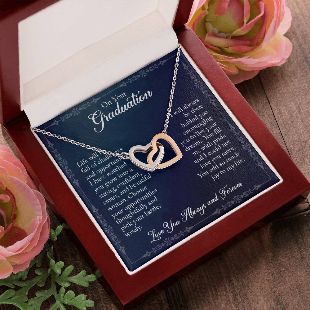 Daughter On Your Graduation - Linked Hearts Necklace Interlocking Hearts Necklace