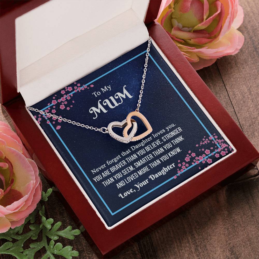 To My Mum- Mother'S Day Interlocking Necklace Interlocking Hearts Necklace