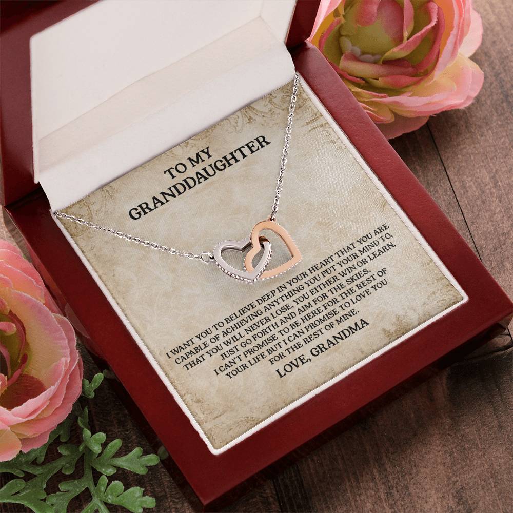 To My Granddaughter - Love Grandma Interlocking Hearts Necklace