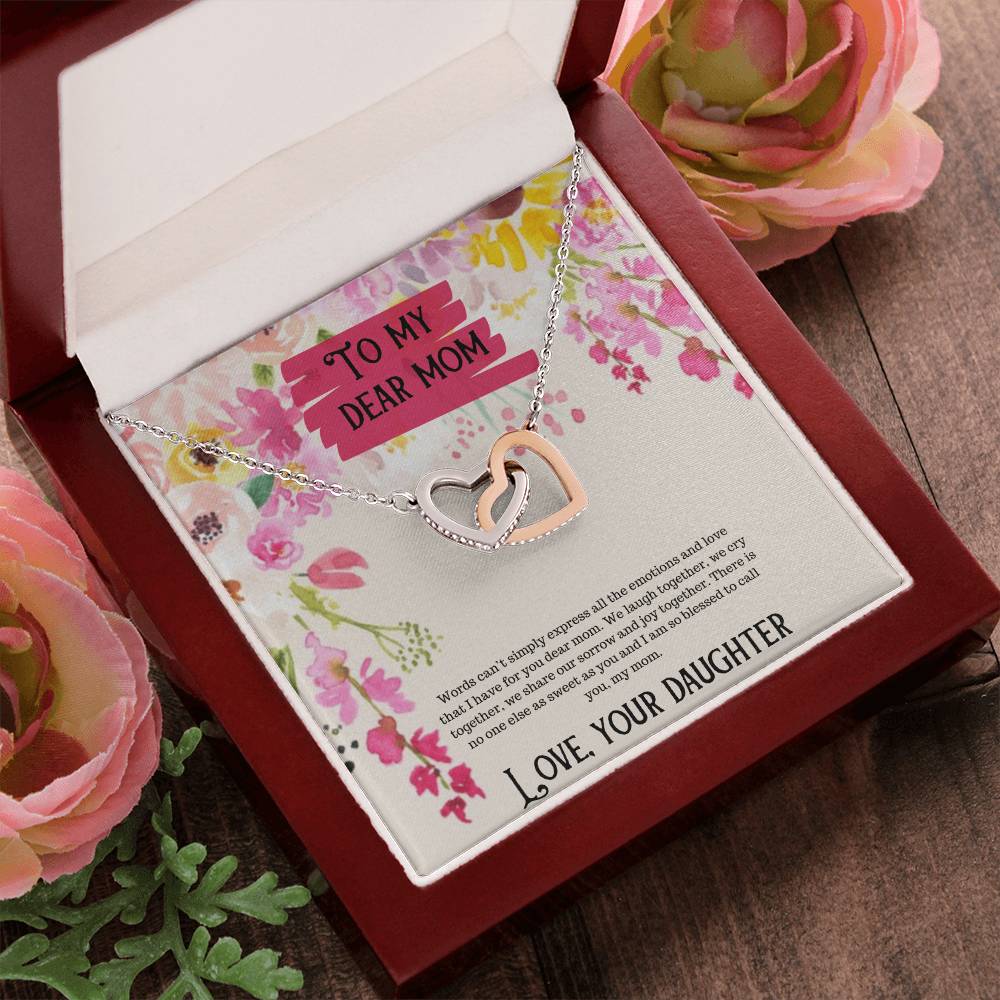 To My Dear Mom Happy Mother'S Day Interlocking Hearts Necklace