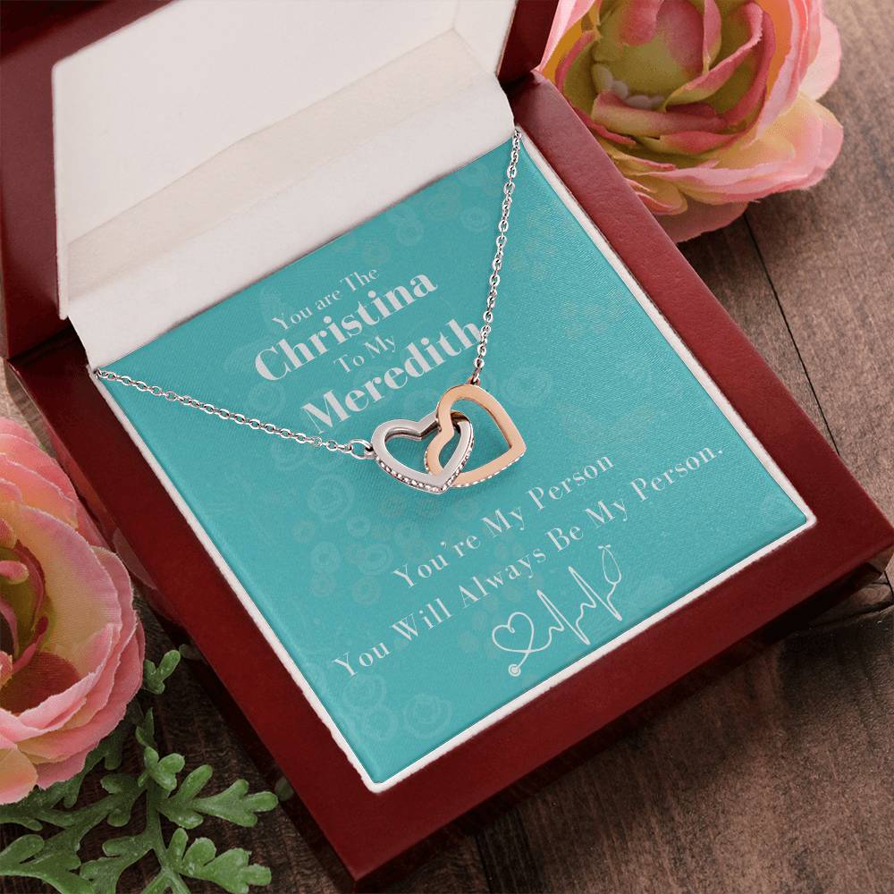 You Are The Cristina To My Meredith Joined Hearts Necklace Interlocking Hearts Necklace