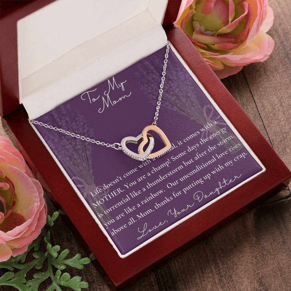 To Mom From Daughter Necklace. Happy Mother'S Day! Interlocking Hearts Necklace