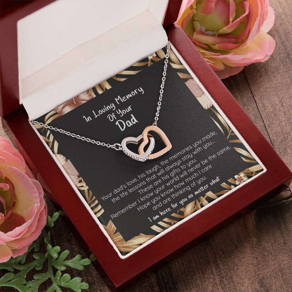 Loss Of Dad Gift - Thinking Of You - Connected Hearts Interlocking Hearts Necklace