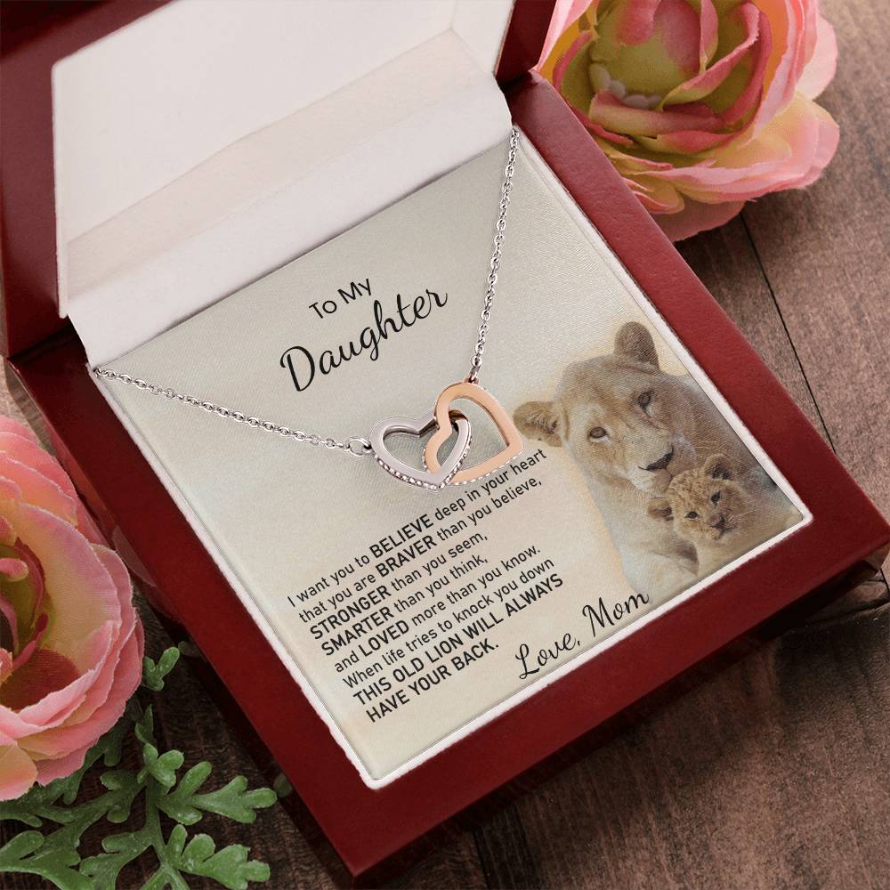 To My Daughter Necklace Gift From Mom On Birthday Graduation Daughter Grown Up Daughter Interlocking Hearts Necklace