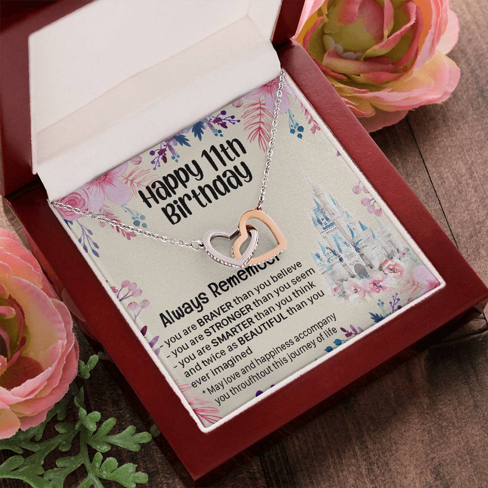 Happy 11Th Birthday Gift For Daughter Gift For 11 Years Old Birthday Teen Girl Daughter Necklace Gift Interlocking Hearts Necklace