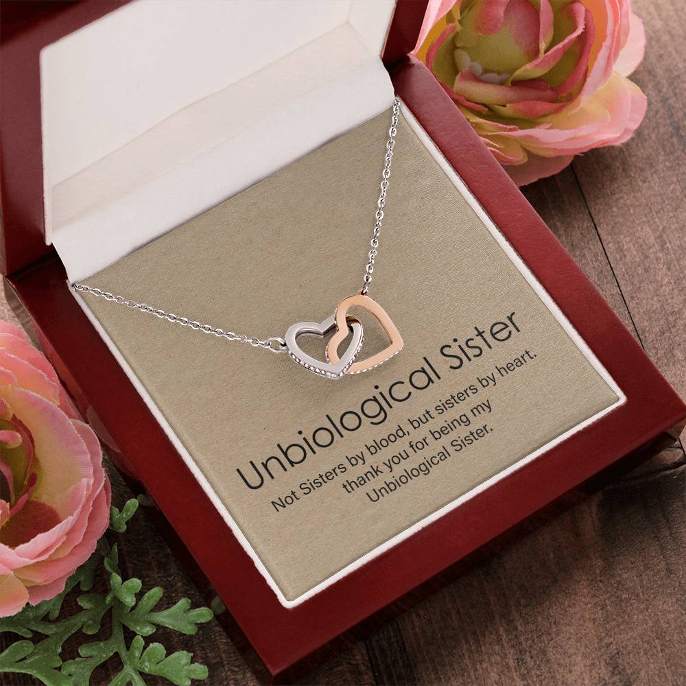 Unbiological Sister Gift Best Friend Necklace Big Little Sorority Soul Sister Bridesmaid Gift Interlocking Hearts Necklace