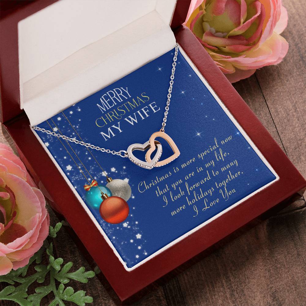To My Wife - Merry Christmas - Tmw31 Interlocking Hearts Necklace