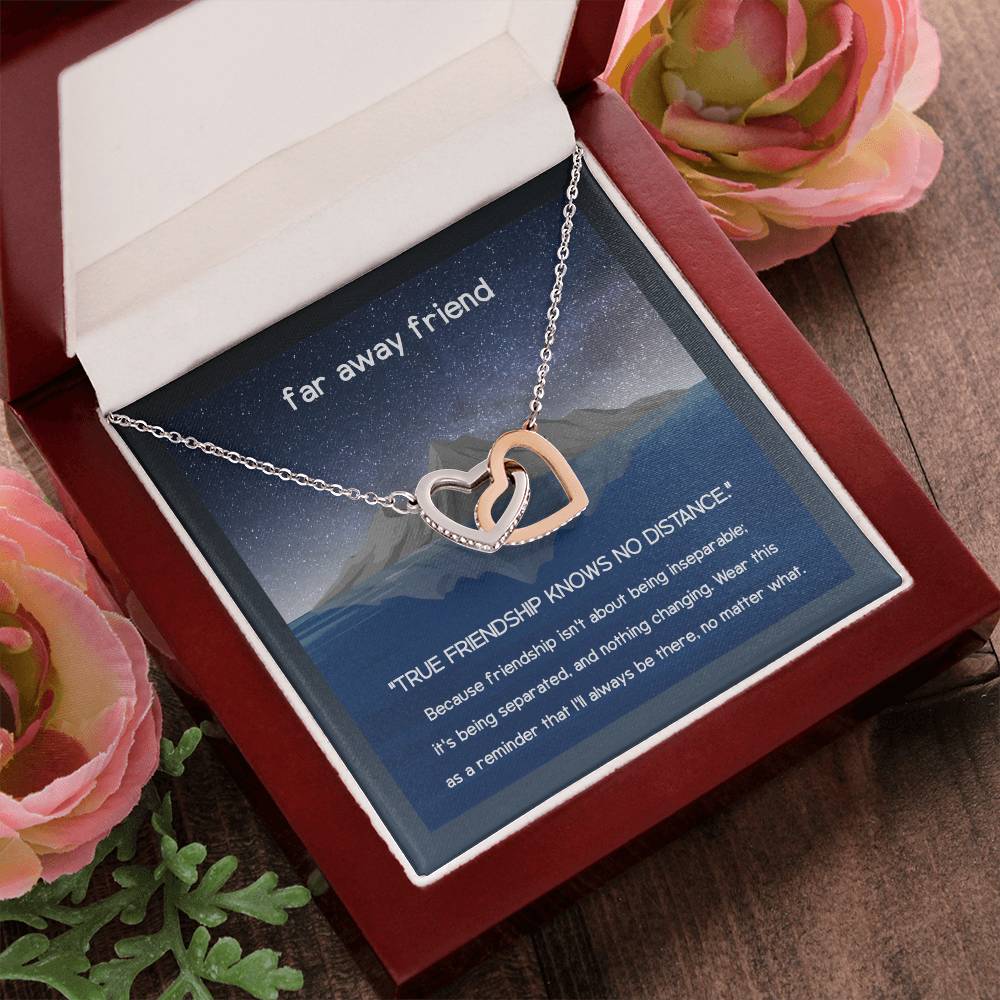 To My Friend Birthday Gift Anniversary Necklace Best Friend Present Love Message Interlocking Hearts Necklace