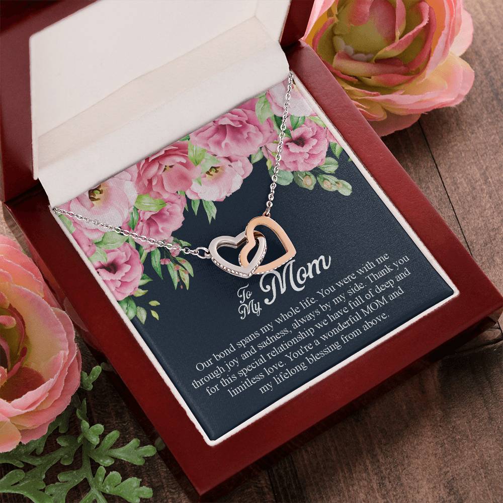 To My Mom You'Re A Wonderful Mom Interlocking Hearts Necklace