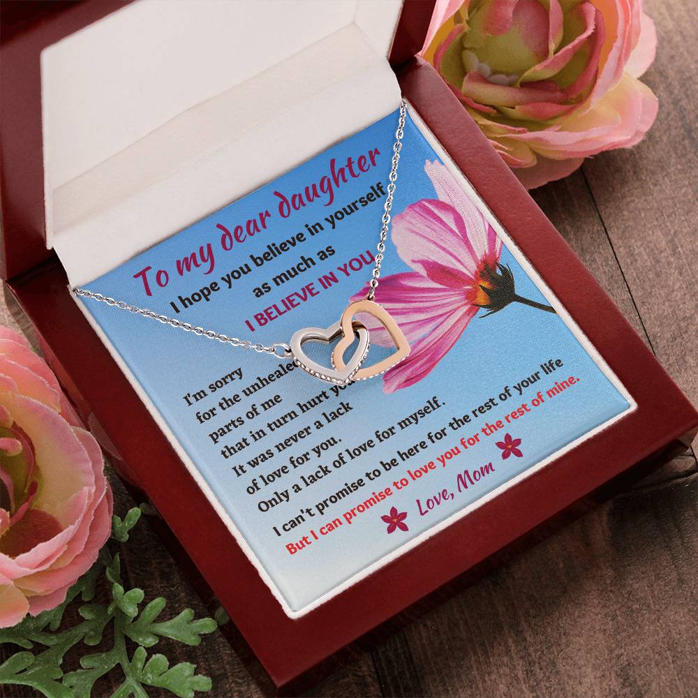 Emotional Message Card To My Daughter With Beautiful Interlocked Hearts Necklace Interlocking Hearts Necklace