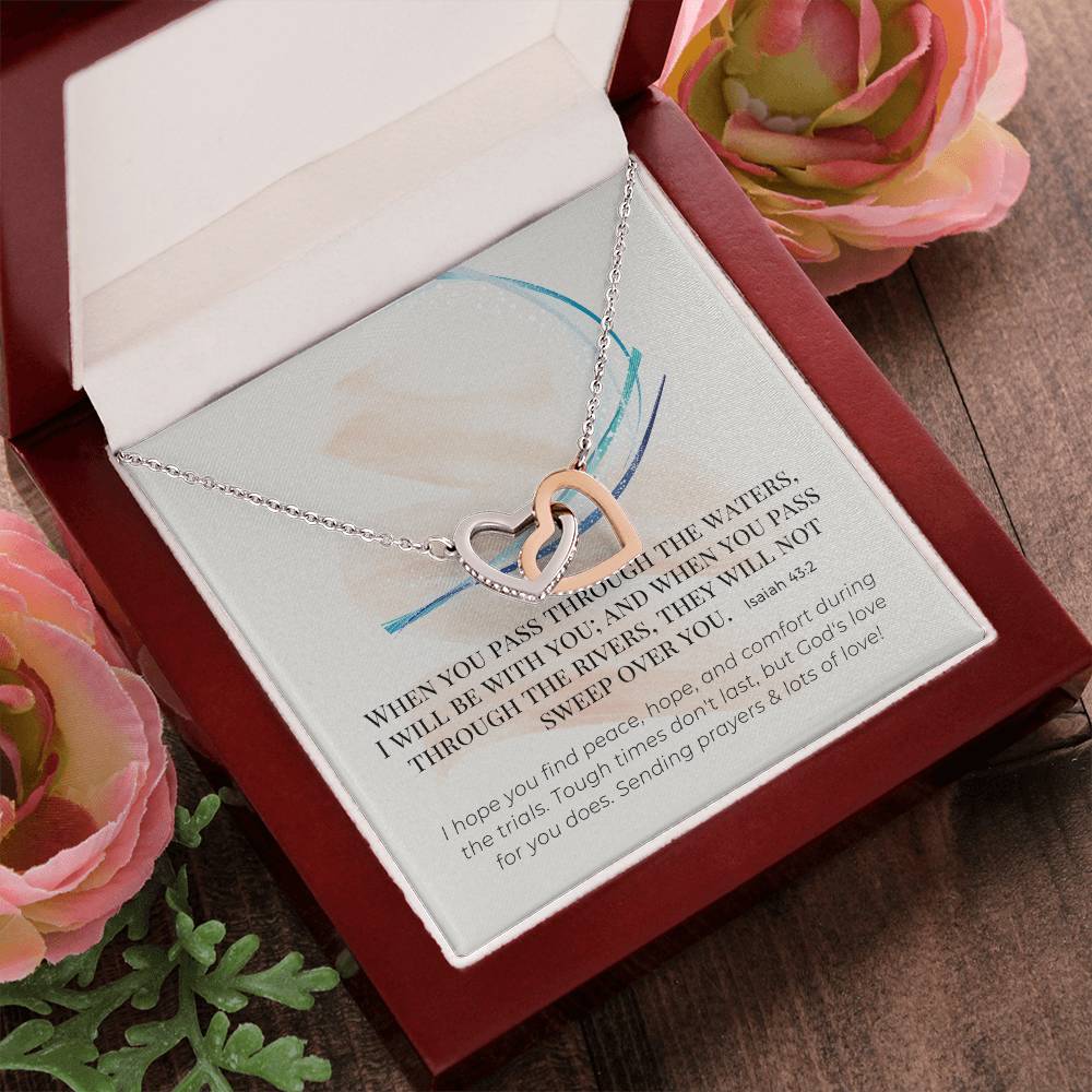 Scripture Encouragement Interlocking Hearts Necklace Isaiah 432 Cream Brush