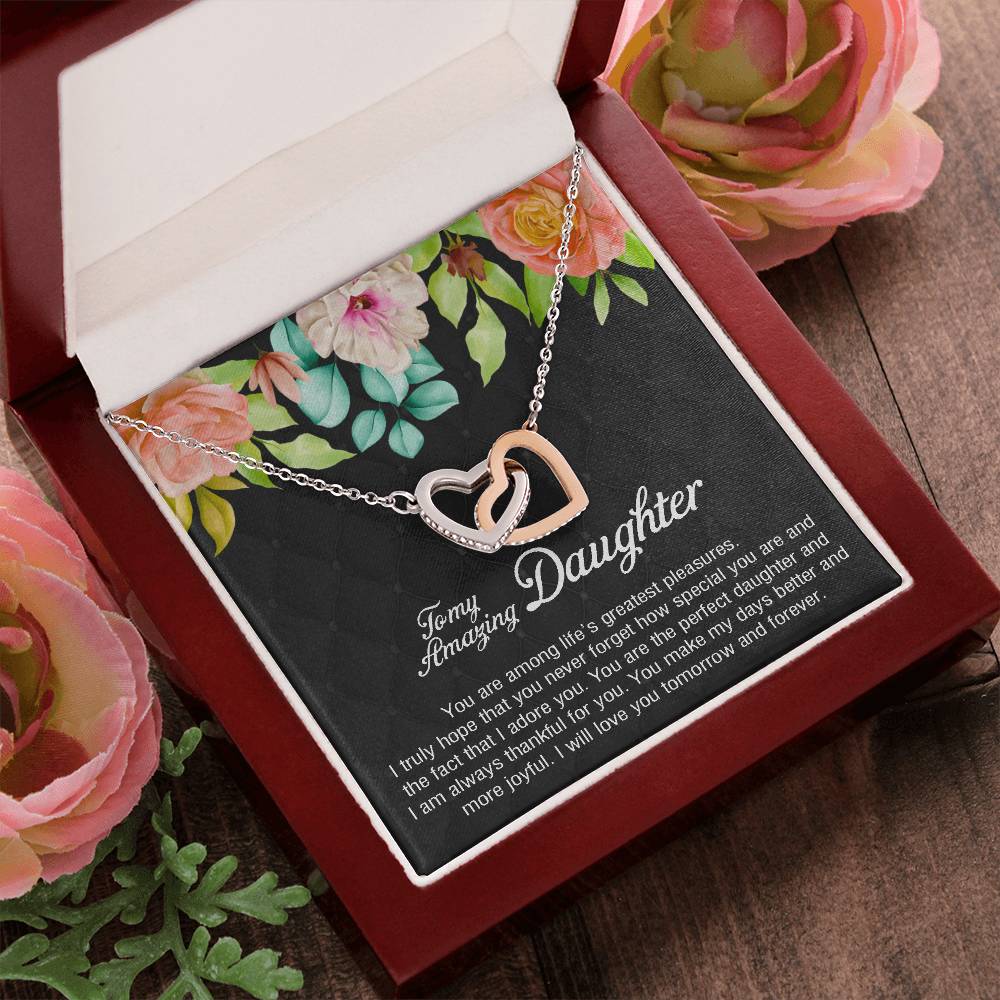 To My Amazing Daughter You Are Special And Adored Interlocking Hearts Necklace
