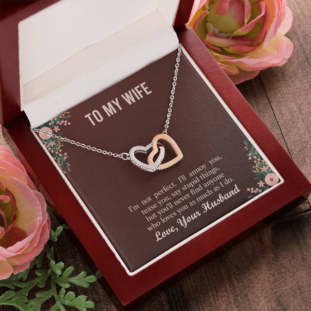 Husband To Wife - I'M Not Perfect Interlocking Hearts Necklace
