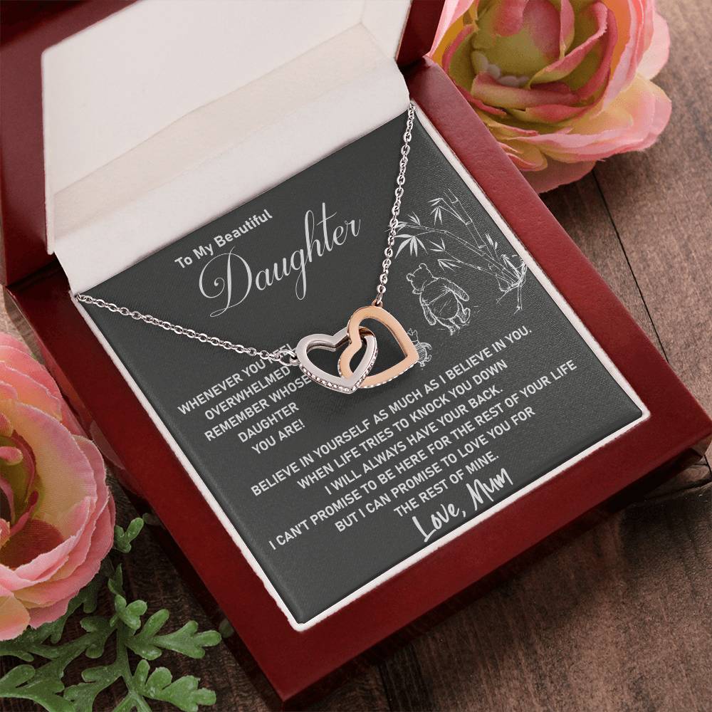 To My Daughter - I Will Love You For The Rest Of Mine - Necklace Interlocking Hearts Necklace